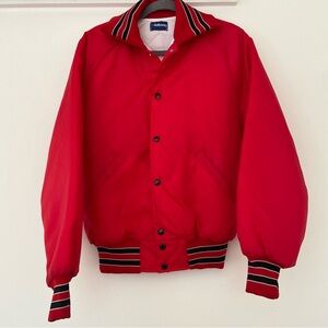 Holloway Varsity Jacket Mens M Red Vintage Nylon Quilted Bomber USA Made